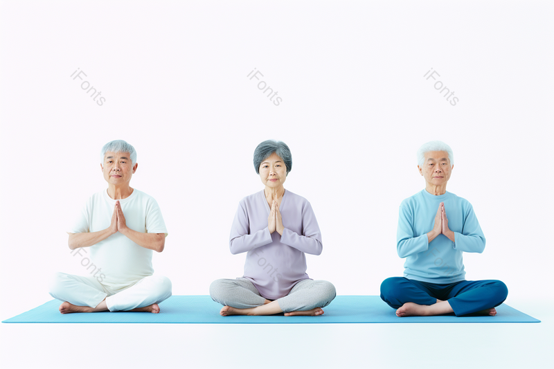 模特老年人健身瑜伽垫坐姿冥想养生摄影,高清,摄影图,摄影图片,图片大全,摄影图免费下载
